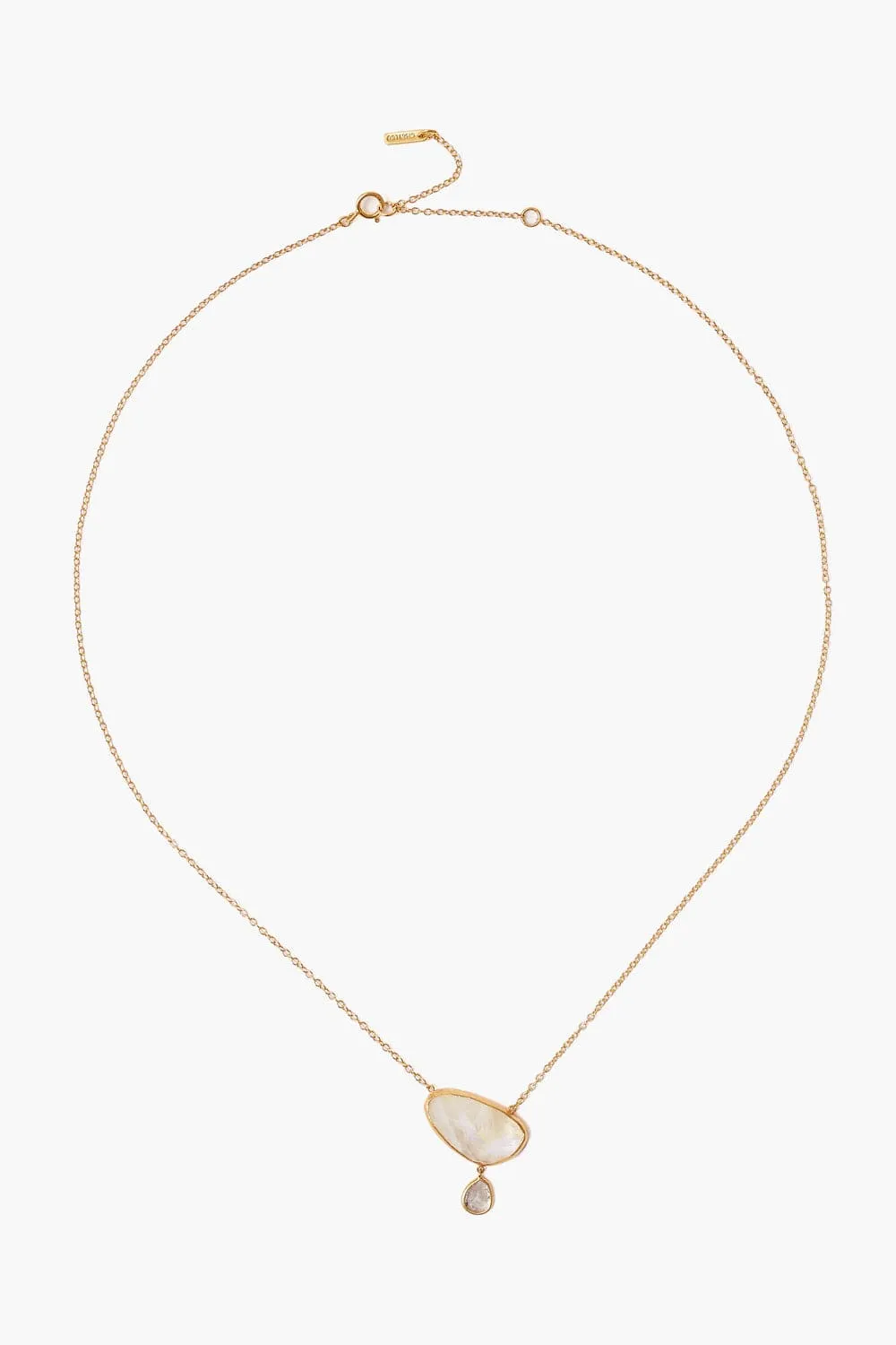 14K Moonstone Diamond Drop Gold Cliff Necklace