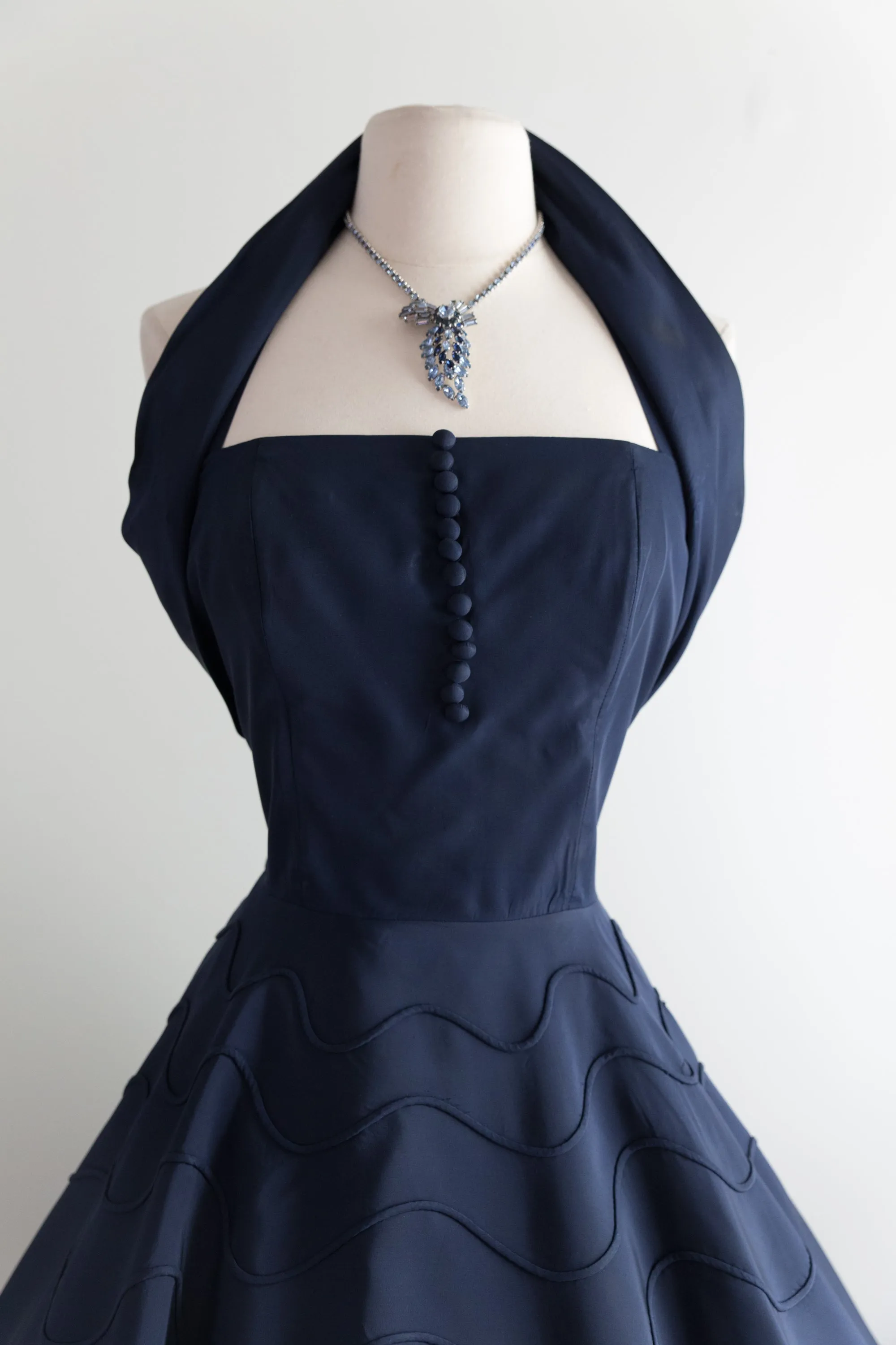 1950's Midnight Blue Taffeta Party Dress By Gigi Young / Waist 30"