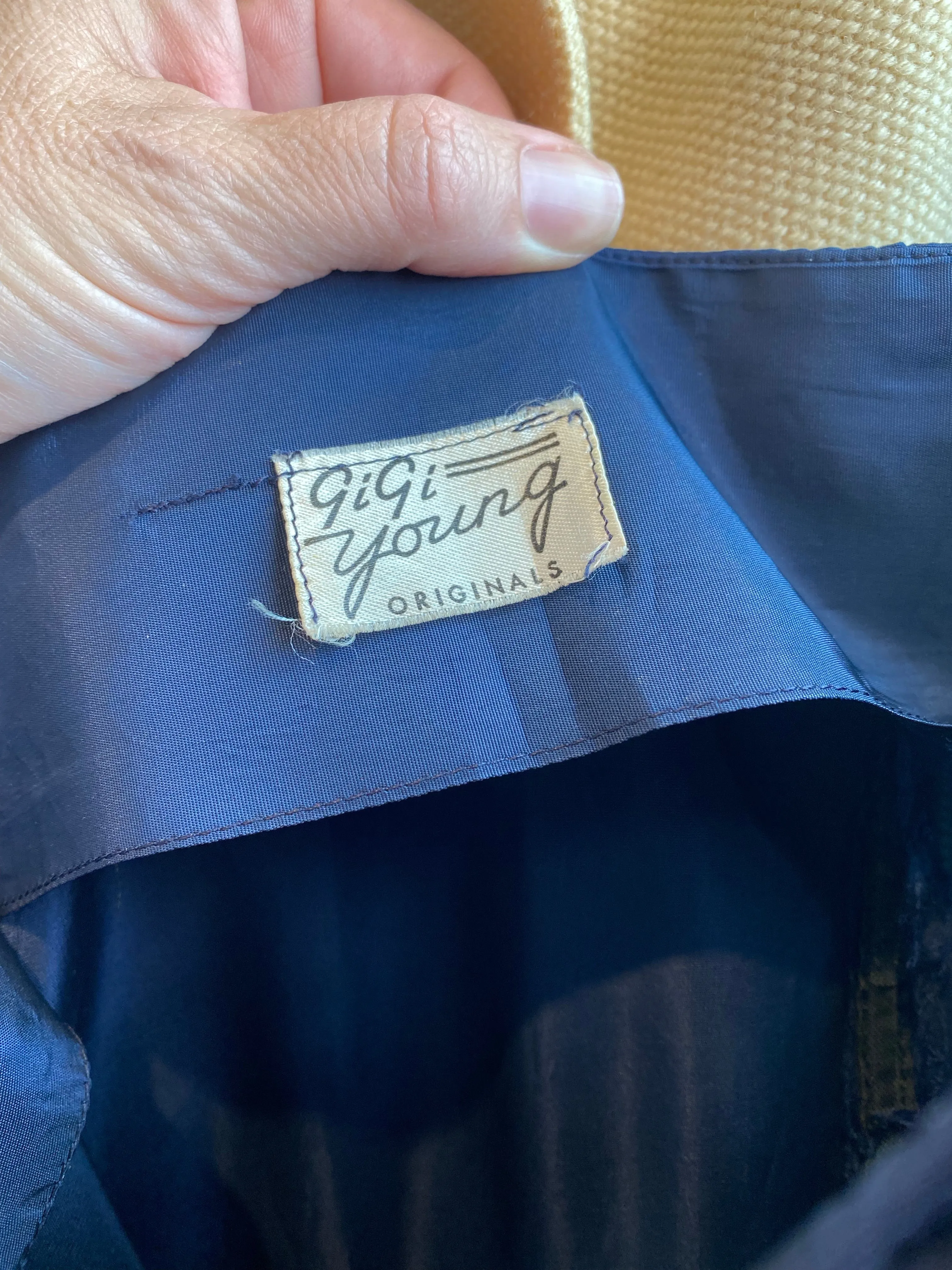 1950's Midnight Blue Taffeta Party Dress By Gigi Young / Waist 30"