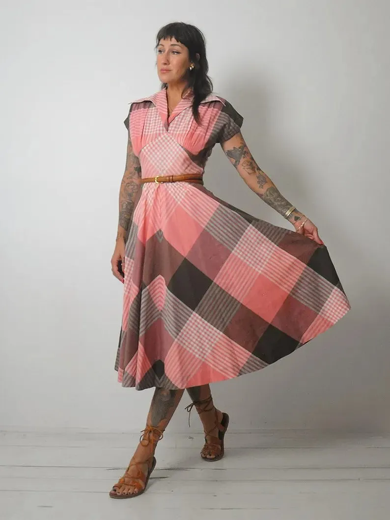 1950's Tartan Plaid Shirt Dress