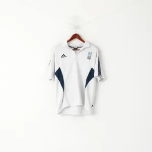 Adidas IRB Men M Polo Shirt White 2007 Rugby World Cup France Vintage Top