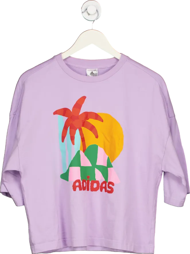 Adidas Lilac Graphic T-Shirt UK 12-14