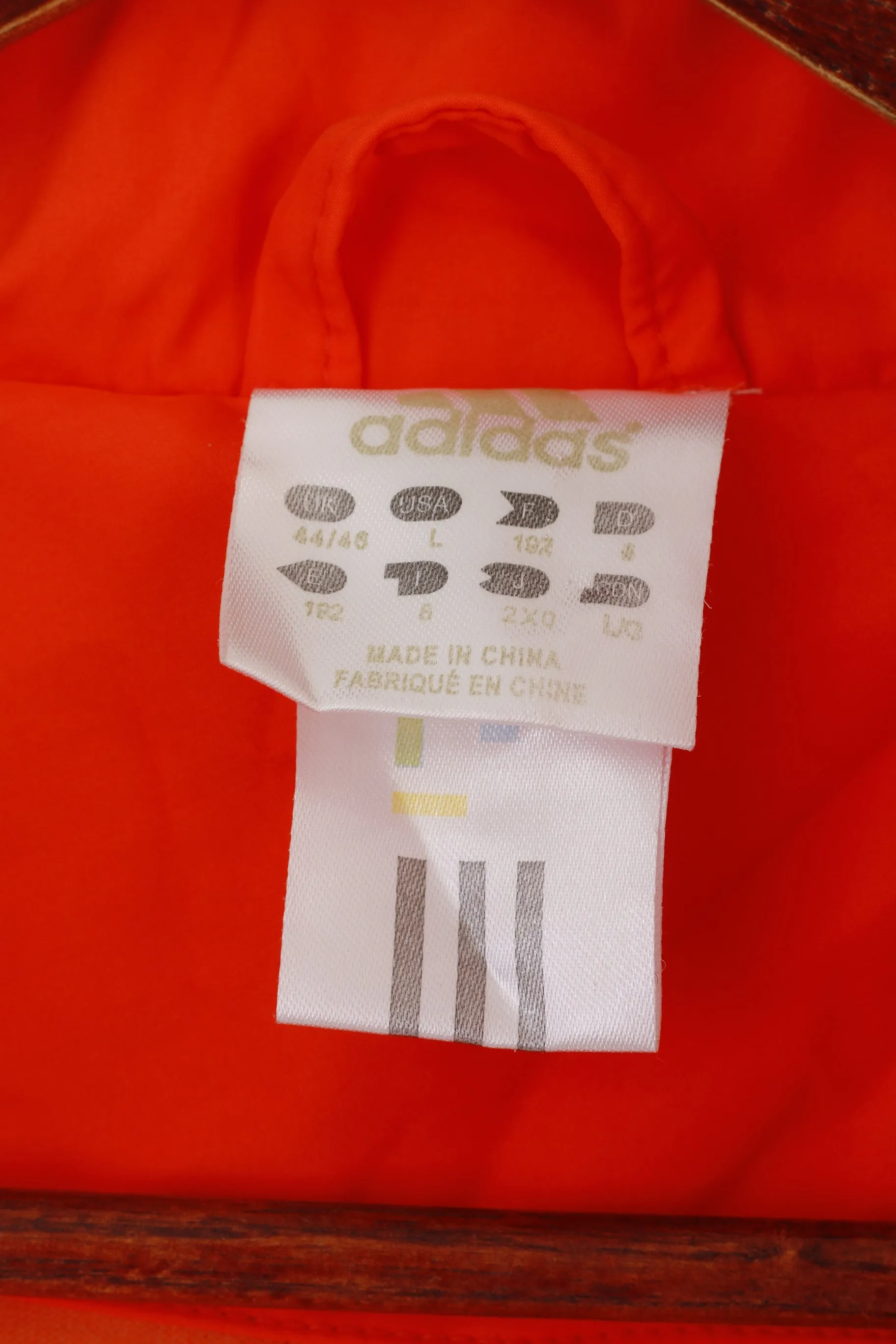 Adidas Men L 182 Jacket Orange Vintage Hooded Sportswear Full Zip Top