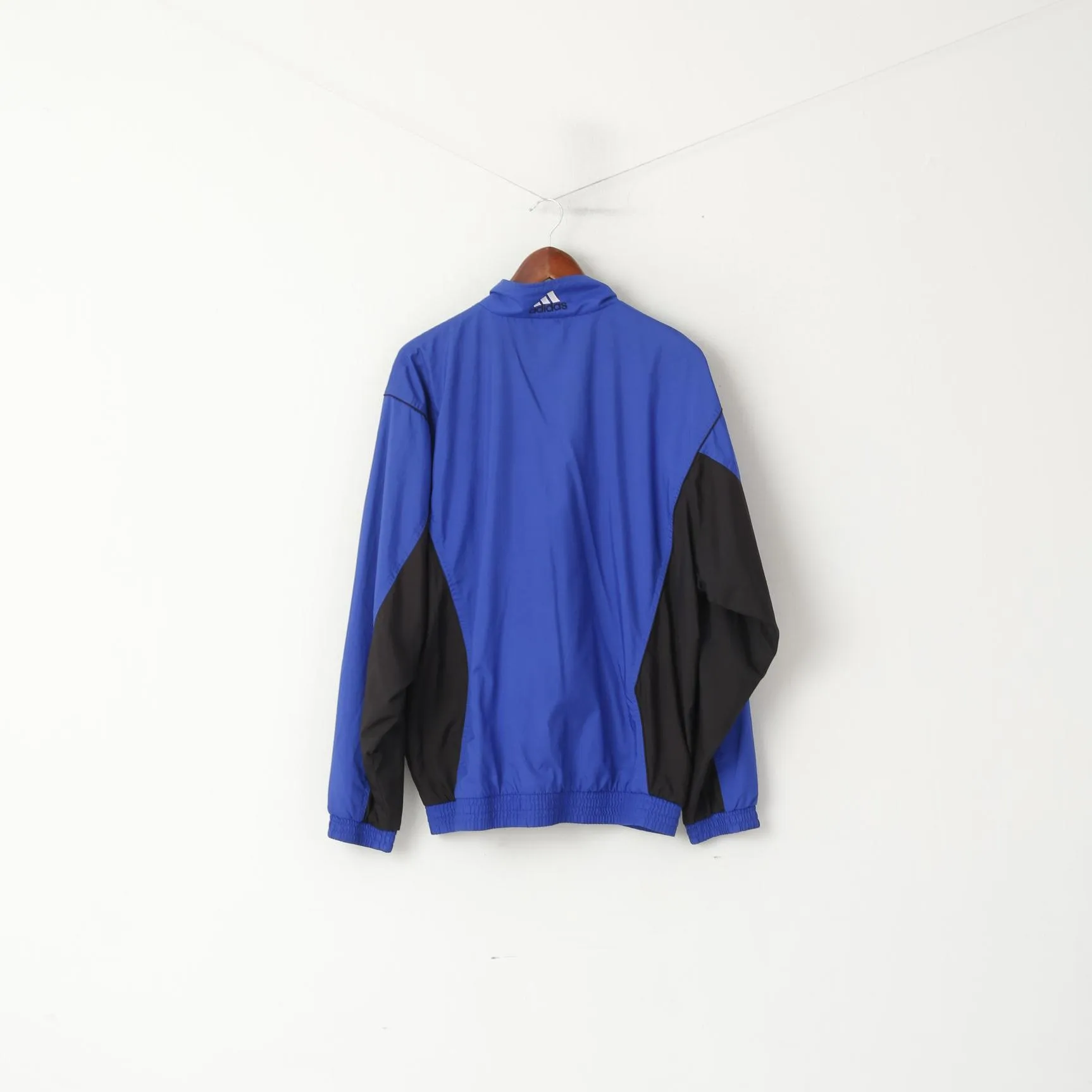 Adidas Men L 186 Jacket Blue Vintage Zip Up Bomber Active '00 Sportswear Top