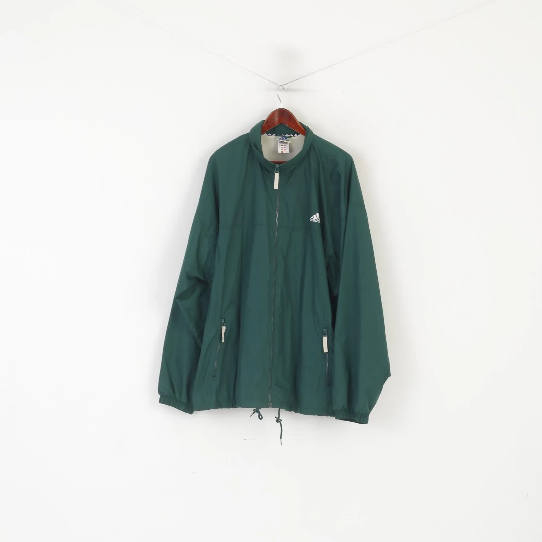 Adidas Men XL Jacket Green Vintage Full Zipper Bomber Sportswear 90s Top