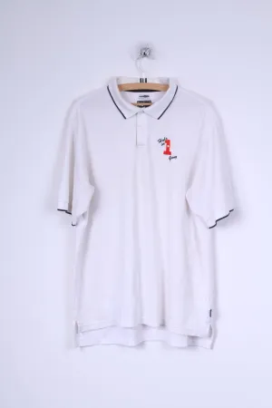 Adidas Mens XL Polo Shirt White Climalite Stretch Cotton Hole in 1 gang