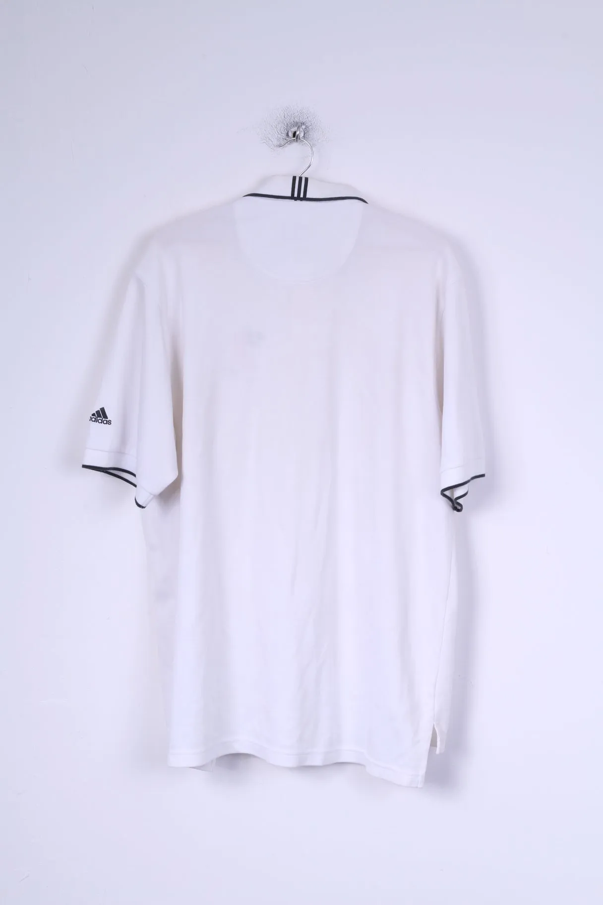 Adidas Mens XL Polo Shirt White Climalite Stretch Cotton Hole in 1 gang