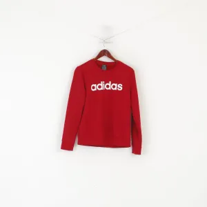 Adidas Women M 12-14 Sweatshirt Red Soft Cotton Big Logo Sportswear Top