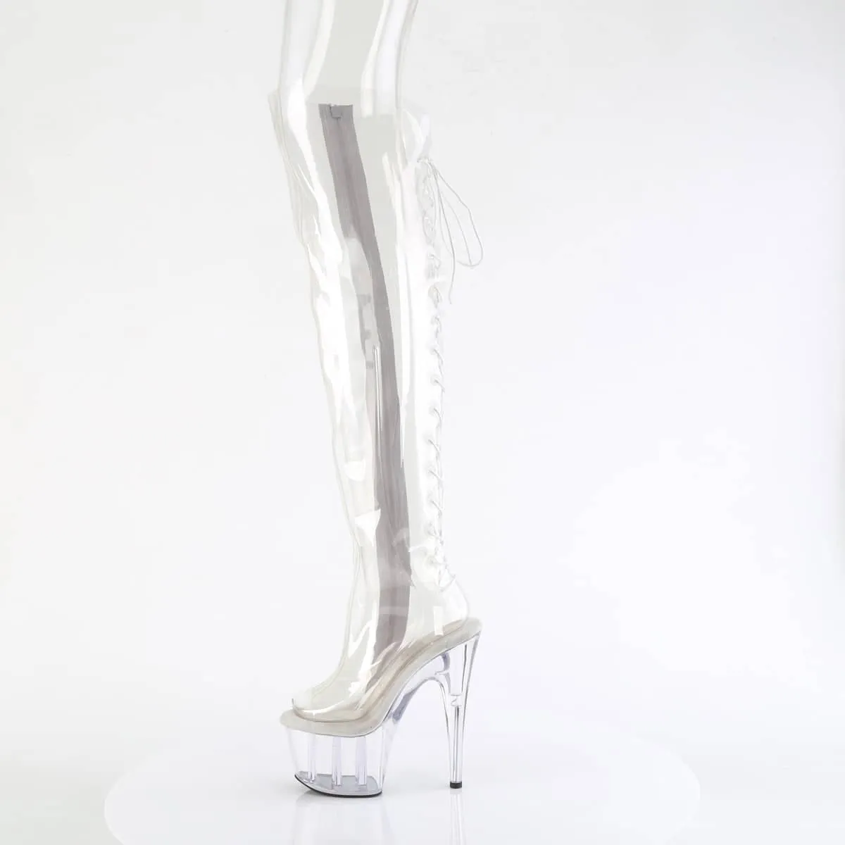 ADORE-3019C Clear Thigh High Peep Toe Boots