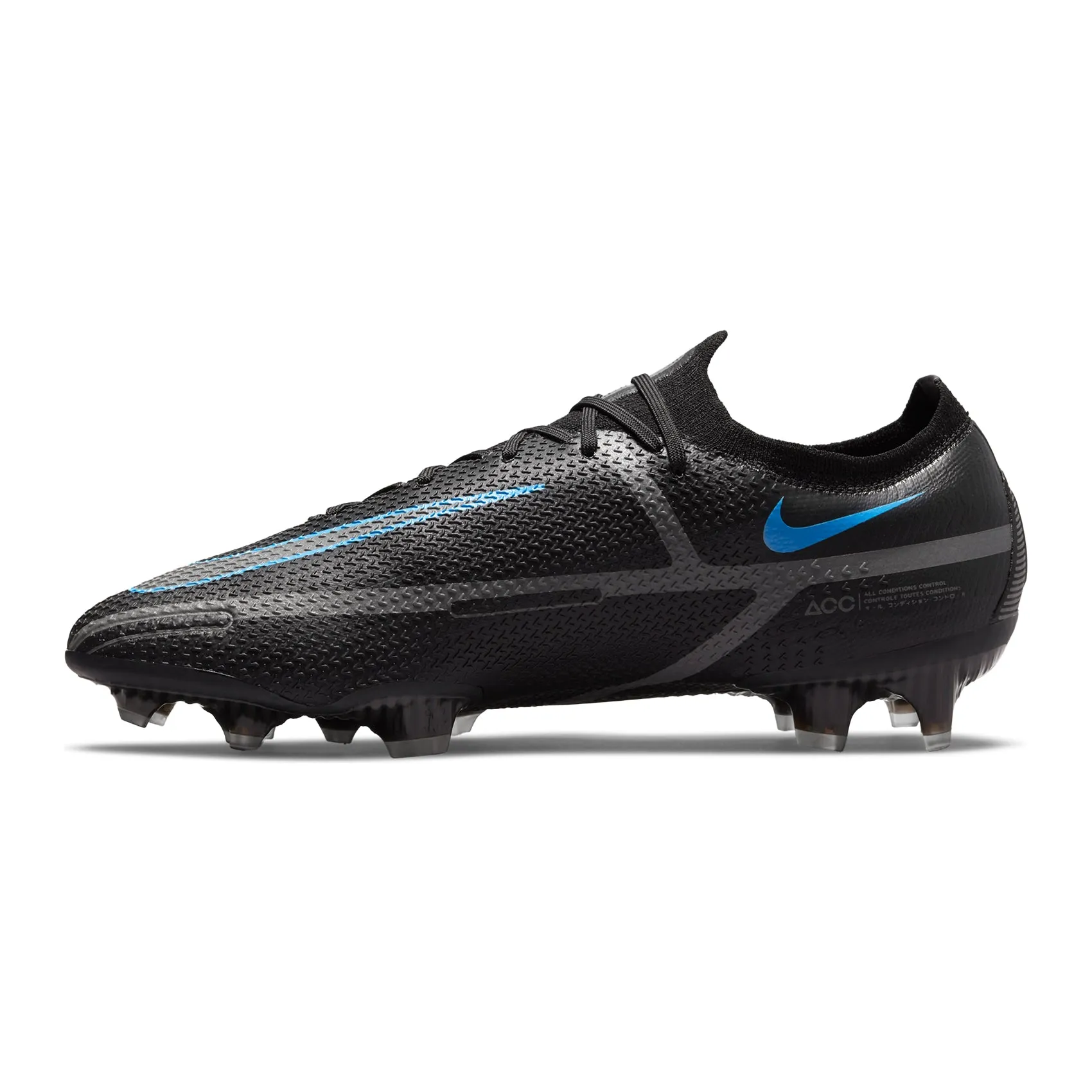 All Gender Phantom GT2 Elite FG Soccer Shoe - Black/Black/Iron Grey