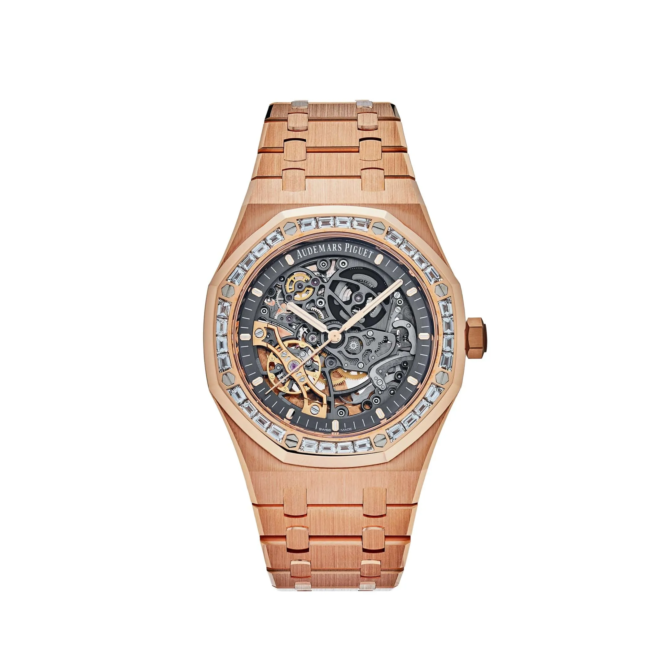 Audemars Piguet Royal Oak 15412OR.ZZ.1220OR.01 Double Balance Wheel Openworked Rose Gold Baguette Bezel (2021)