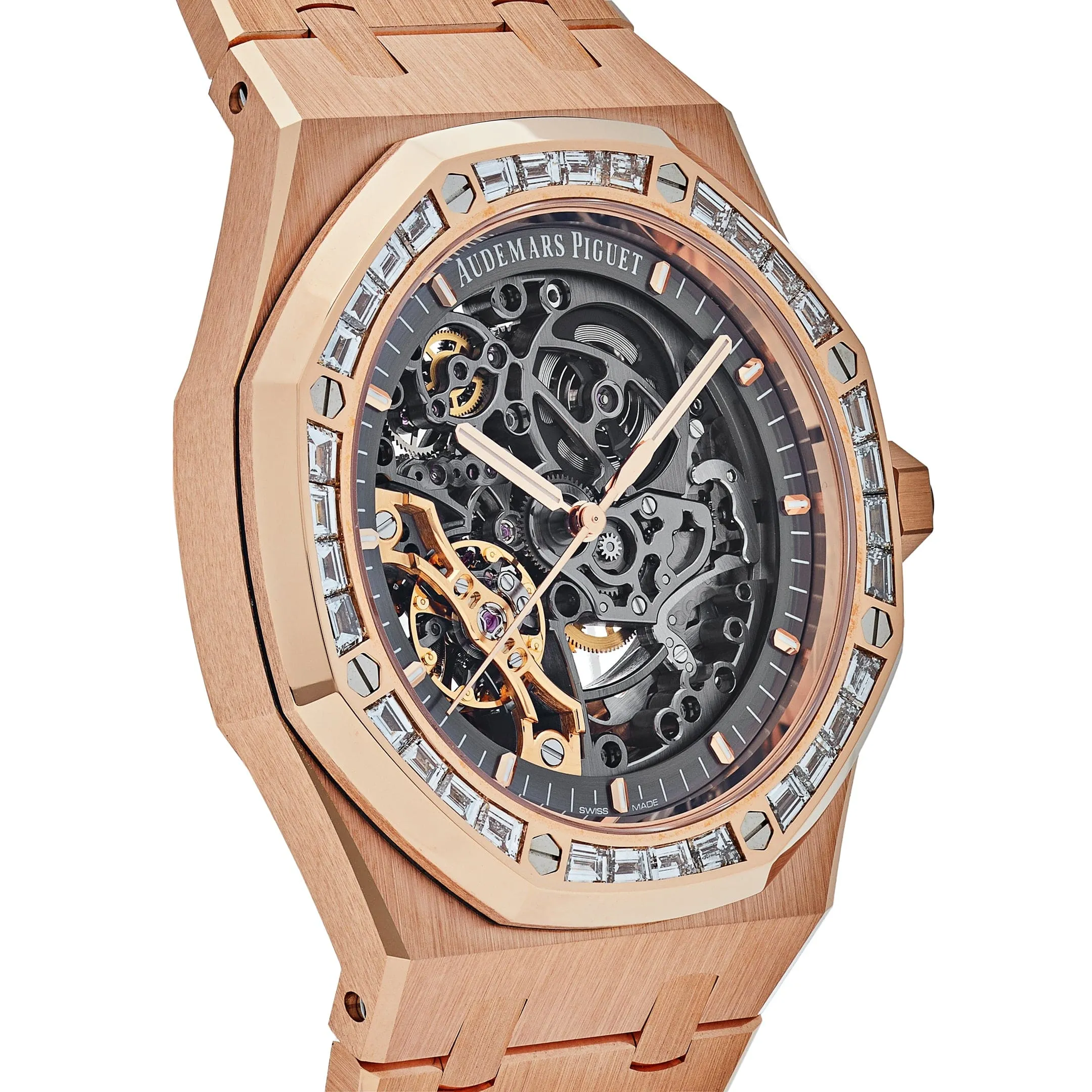 Audemars Piguet Royal Oak 15412OR.ZZ.1220OR.01 Double Balance Wheel Openworked Rose Gold Baguette Bezel (2021)