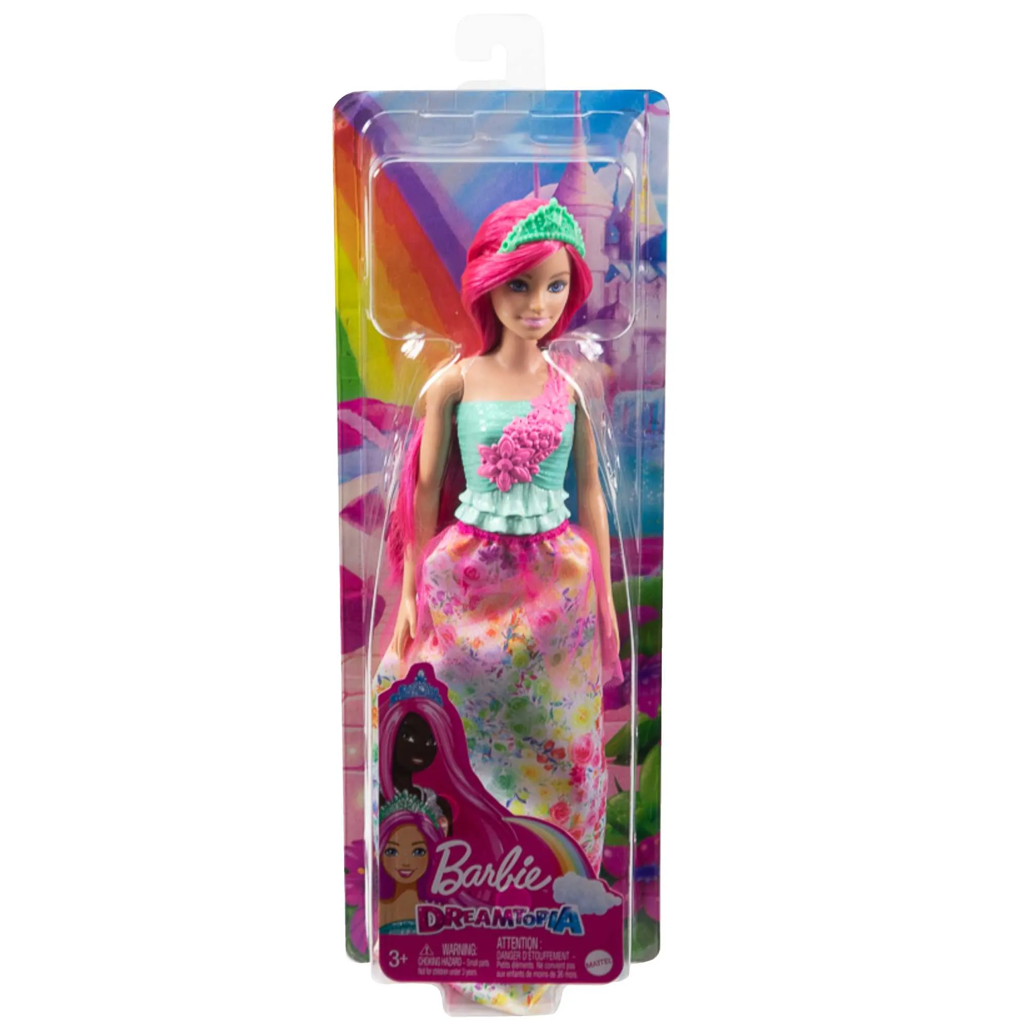 Barbie Dreamtopia Royal Doll With Dark-Pink Hair Wearing Removable Skirt, Shoes & Headband