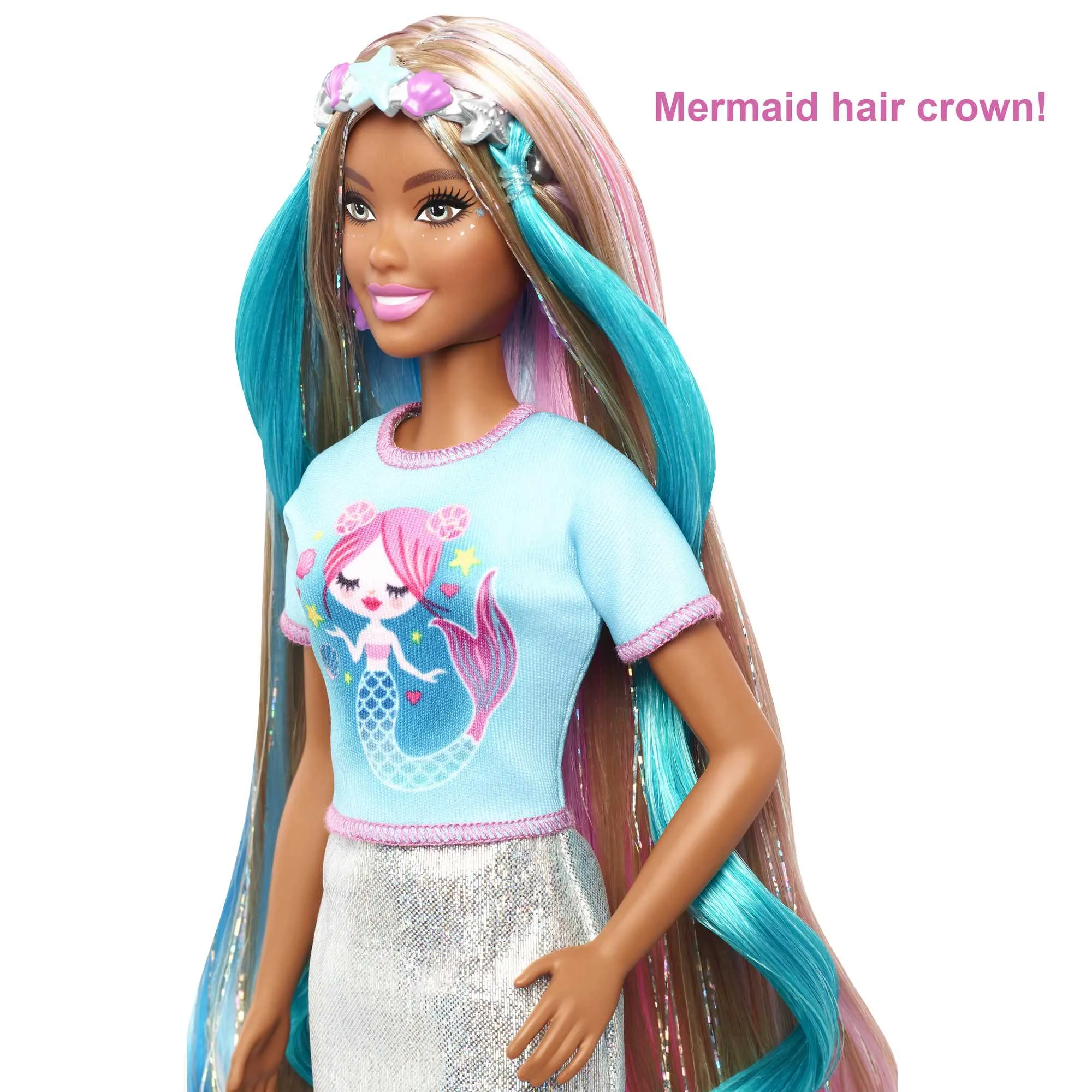 Barbie Fantasy Hair Fashion Doll With Colorful Brunette Hair, Accessories And Clothes