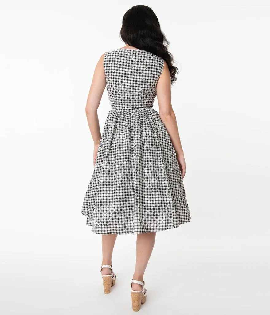 Black and White Gingham Eyelet Livvie Swing Dress