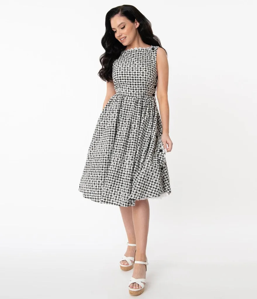 Black and White Gingham Eyelet Livvie Swing Dress