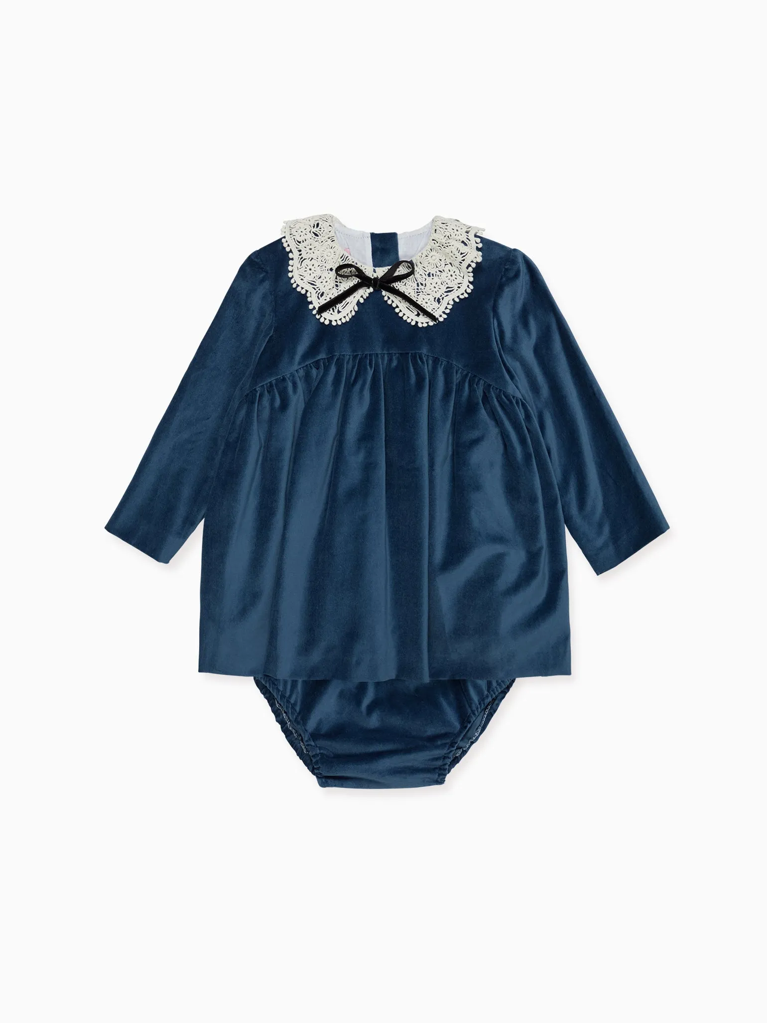 Blue Antonella Velvet Baby Girl Set