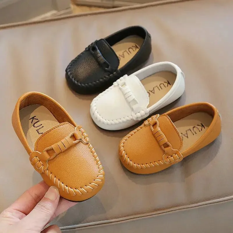 Boys' Stylish Leather-Look Slip-On Moccasins