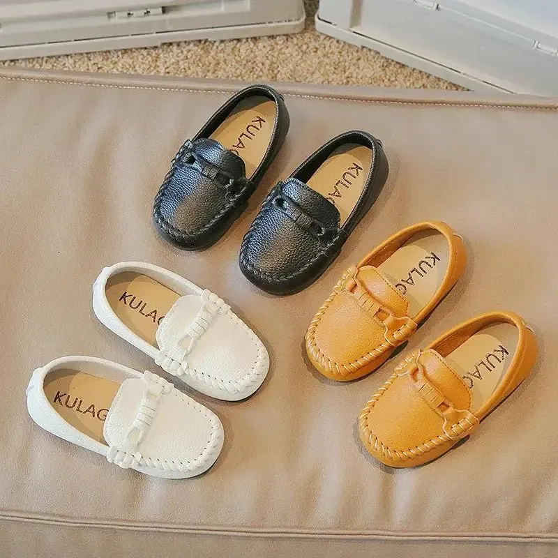 Boys' Stylish Leather-Look Slip-On Moccasins