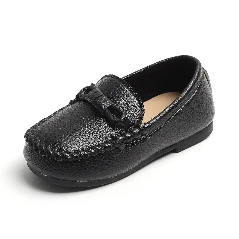 Boys' Stylish Leather-Look Slip-On Moccasins