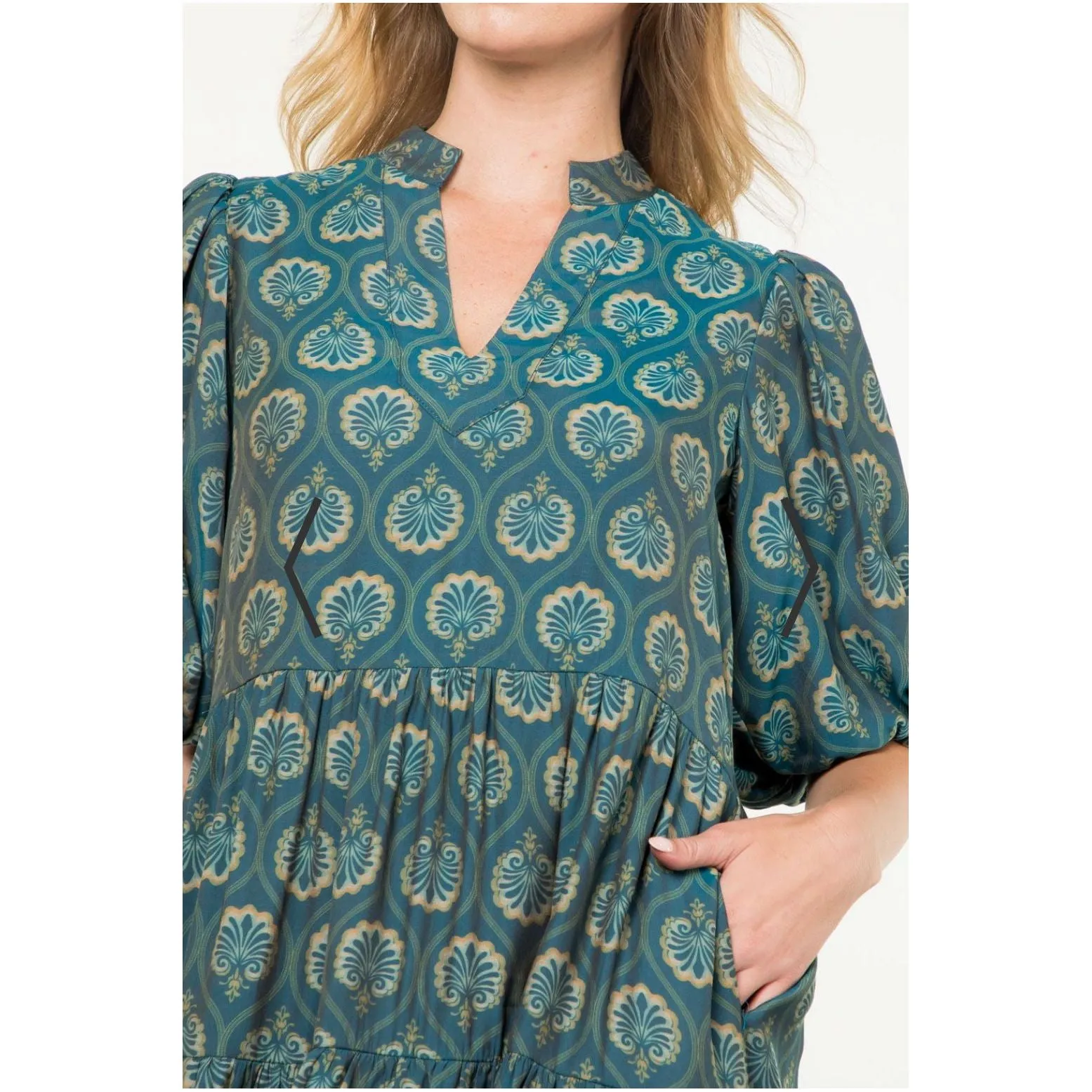 Brena Teal Pattern THML Dress