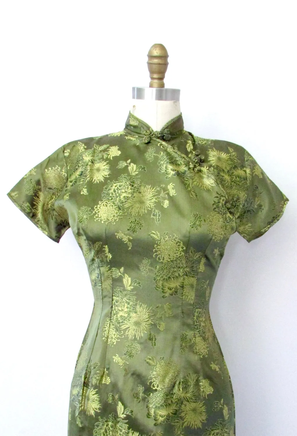 BROCADE CHEONGSAM 60s Cocktail Dress, Size Small