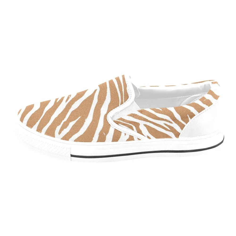 Brown Zebra Slip-on Canvas Women's Shoes