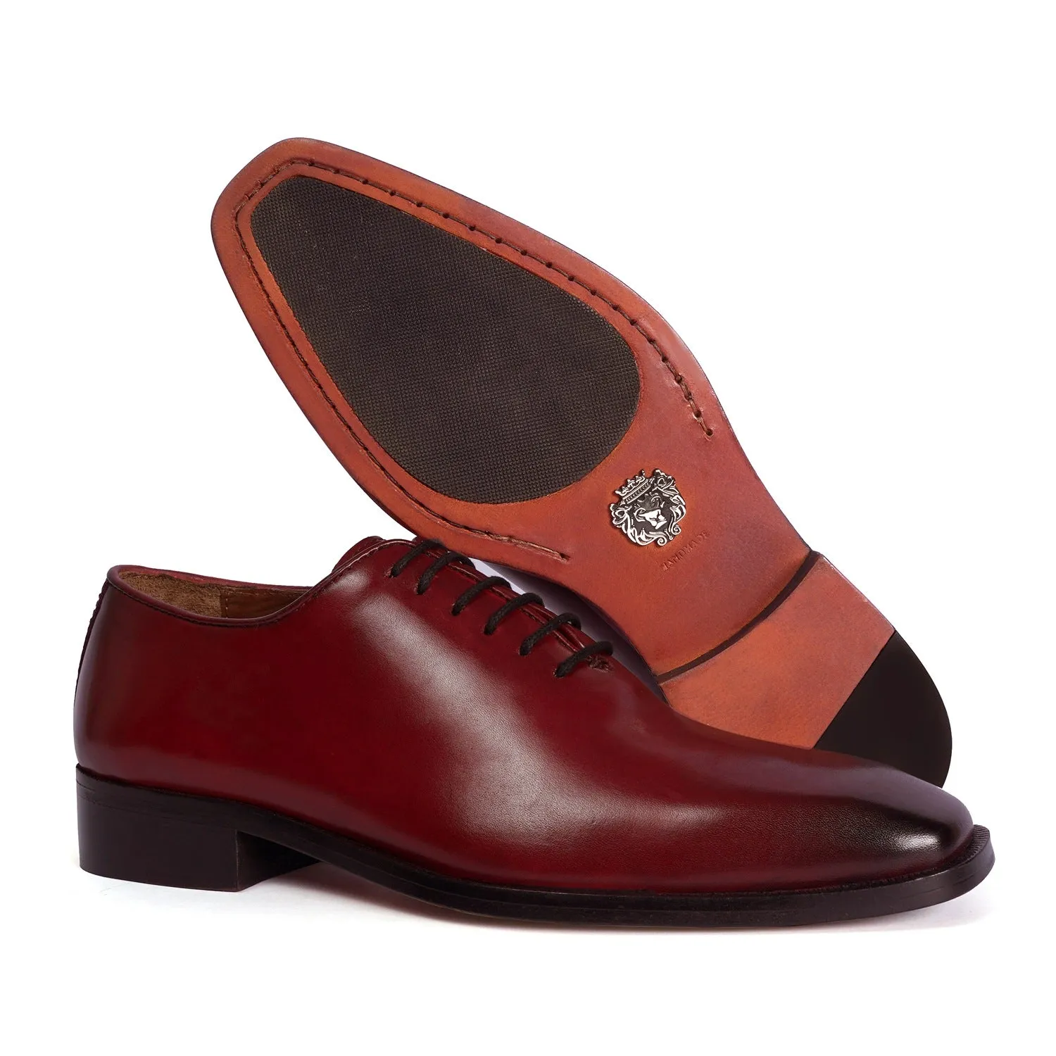 Burnished Wine Oxford Lace-Up Formal Shoes