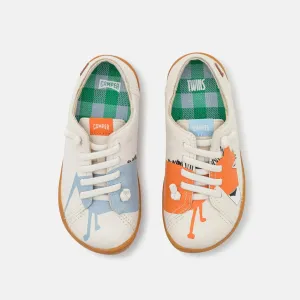 Camper Kids TWINS "A Horse" Printed Leather Sneakers