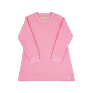 Cassidy Comfy Crewneck Dress (Quilted) - Hamptons Hot Pink with Worth Avenue White Stork