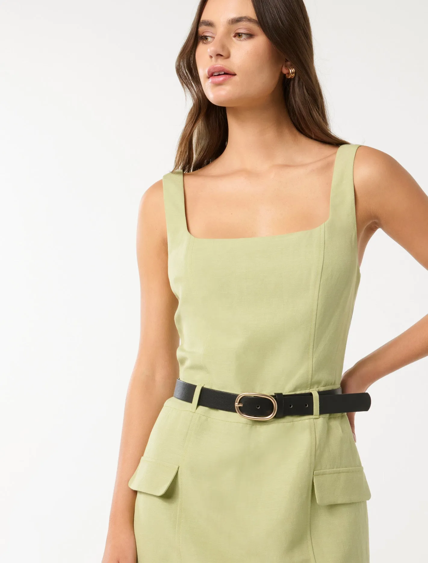 Charlie Belted Linen Mini Dress