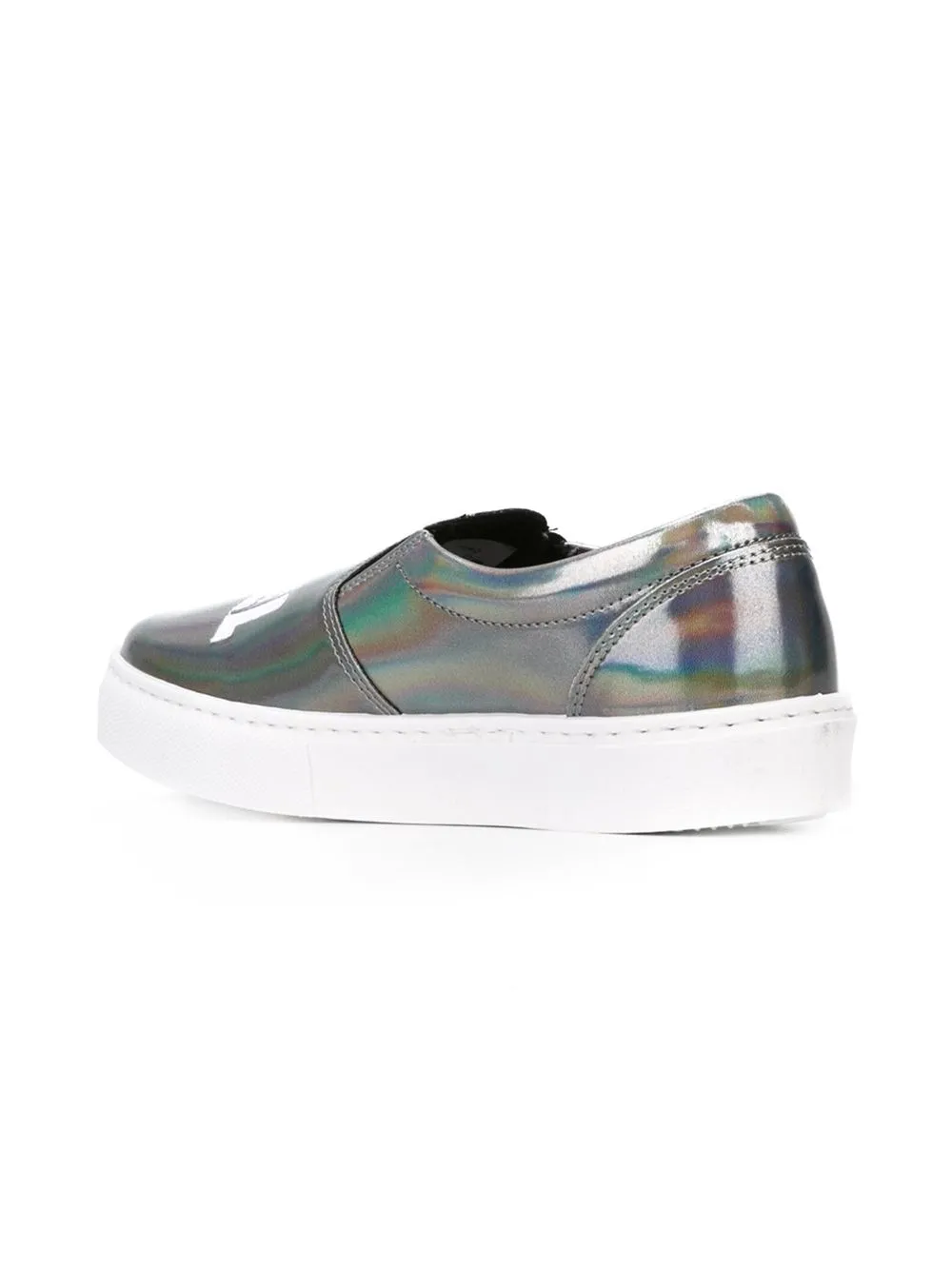 Chiara Ferragni Women's Plimsolls Grey Leather Slip-on Sneakers