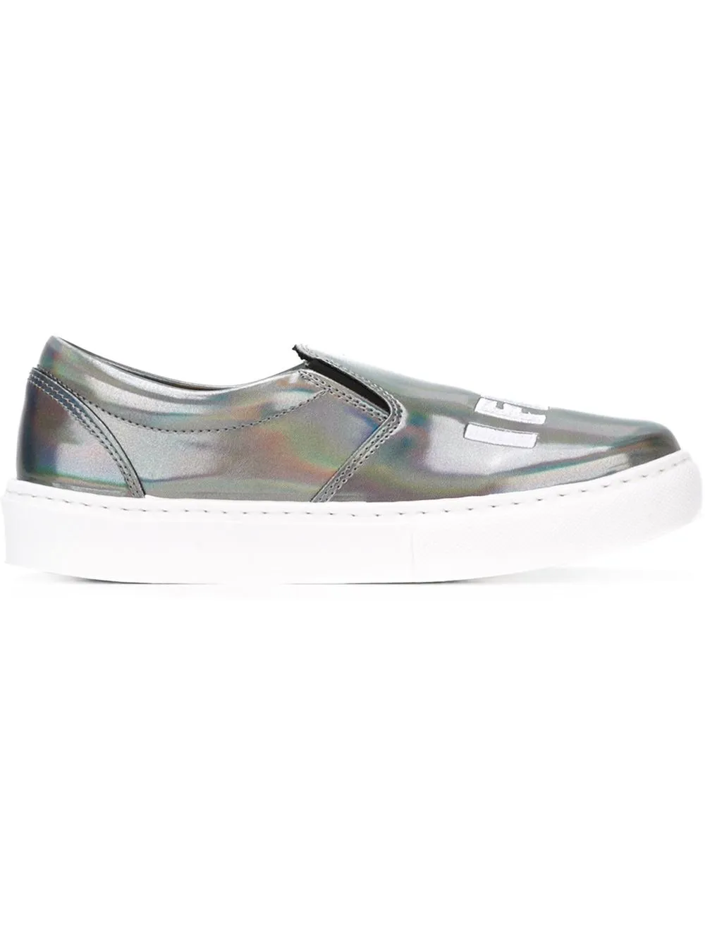 Chiara Ferragni Women's Plimsolls Grey Leather Slip-on Sneakers