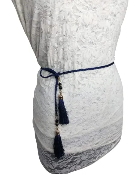 Classy Cord Rope Belt With Tassel & Beads