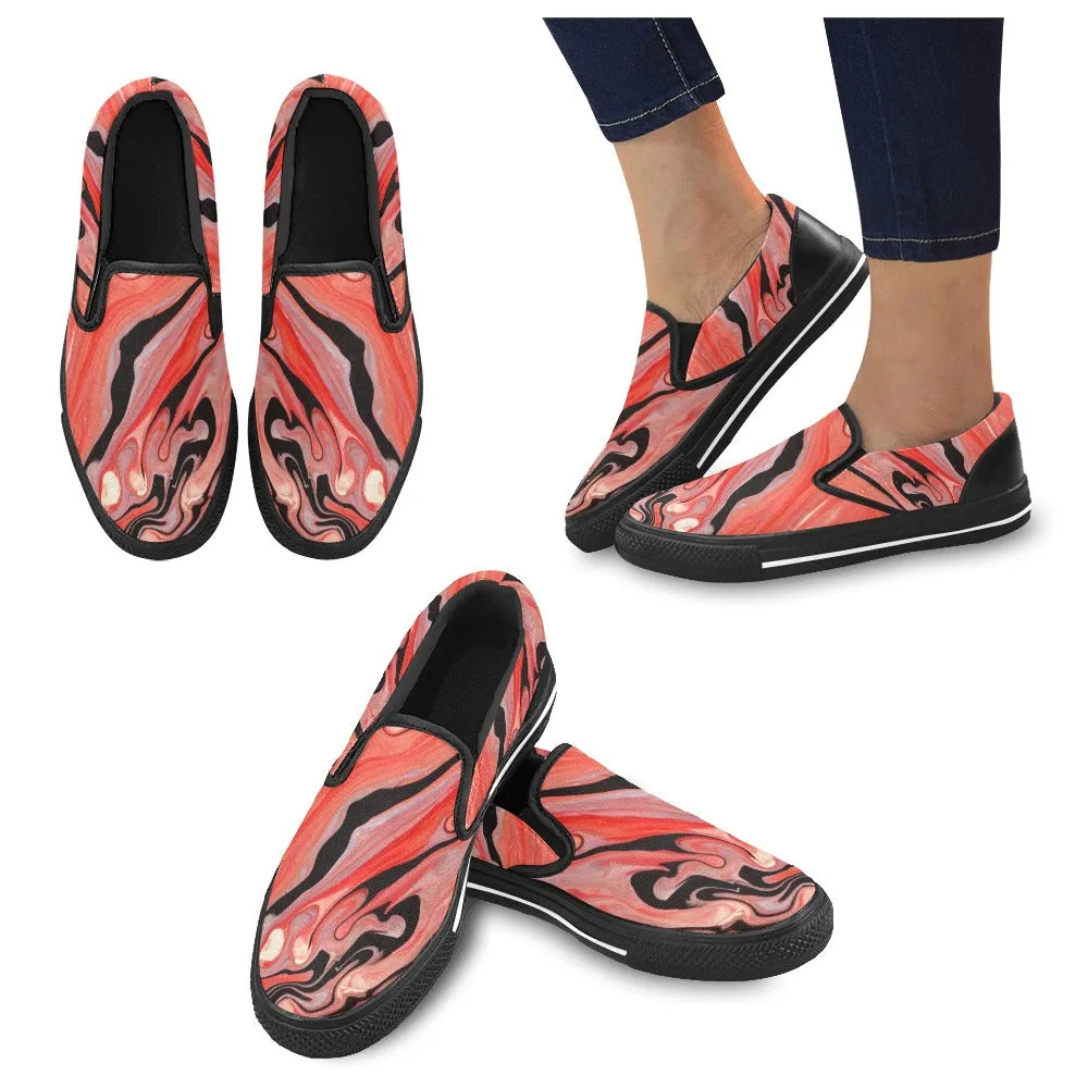 Coral Swirl Slip-on Canvas Women's Shoes