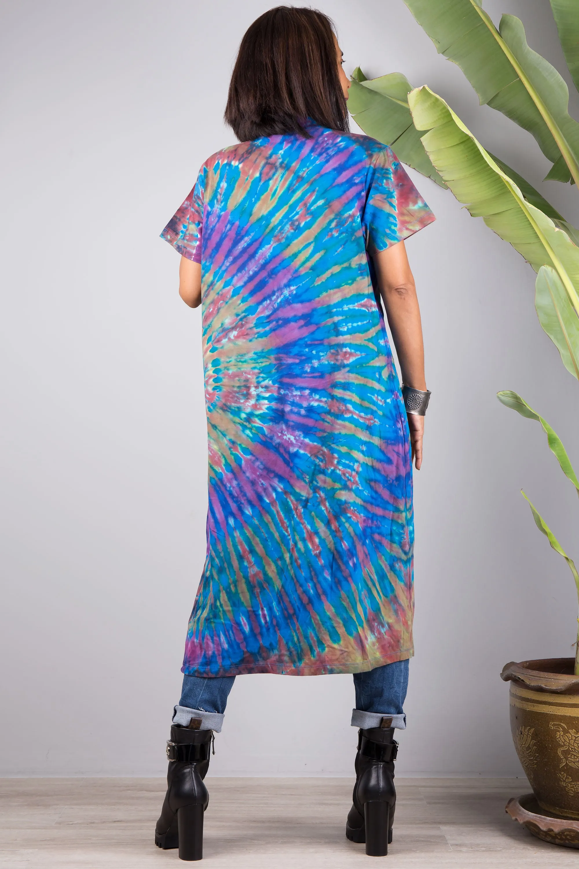 Cotton Tie dye dress with split