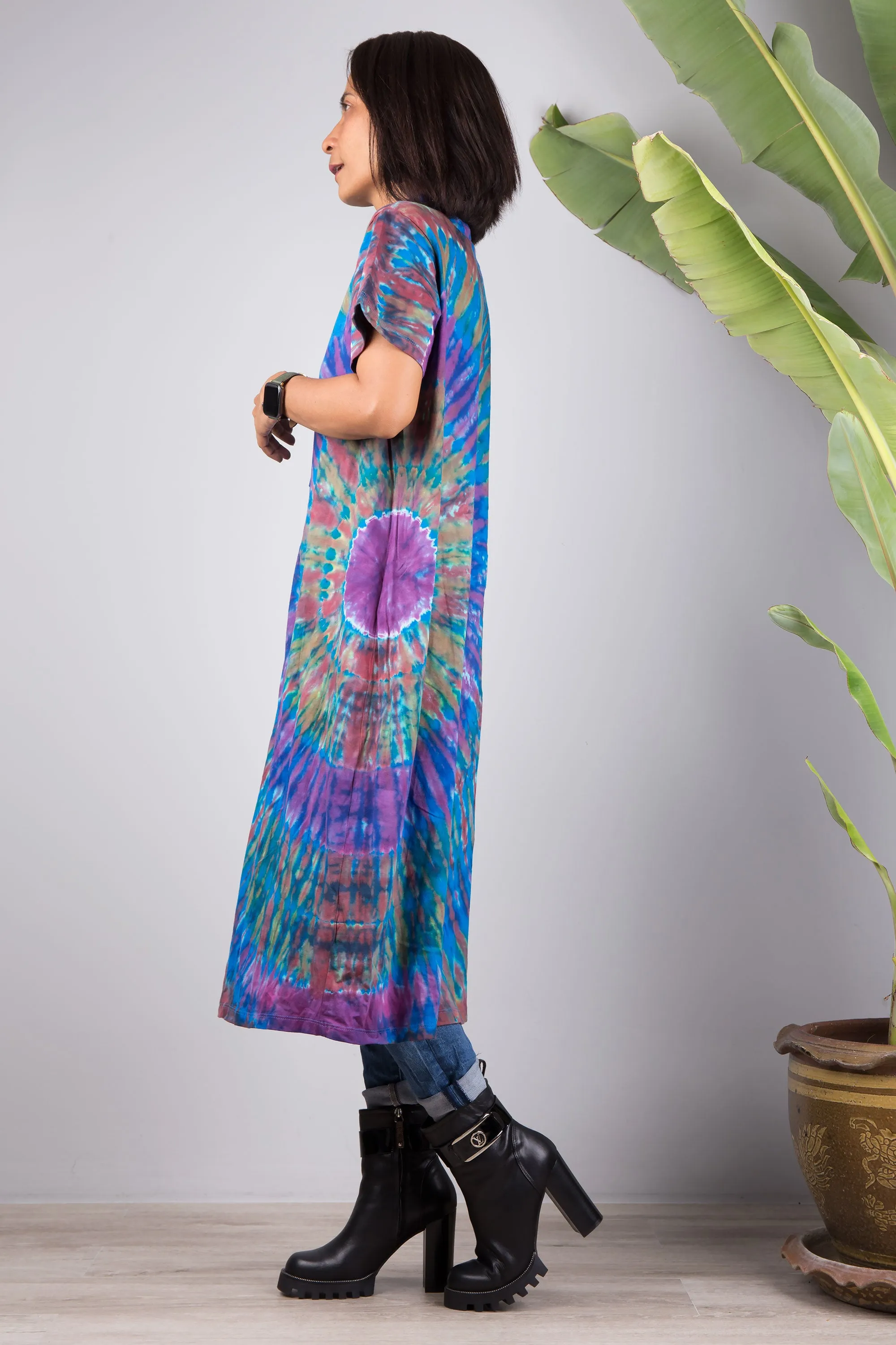 Cotton Tie dye dress with split