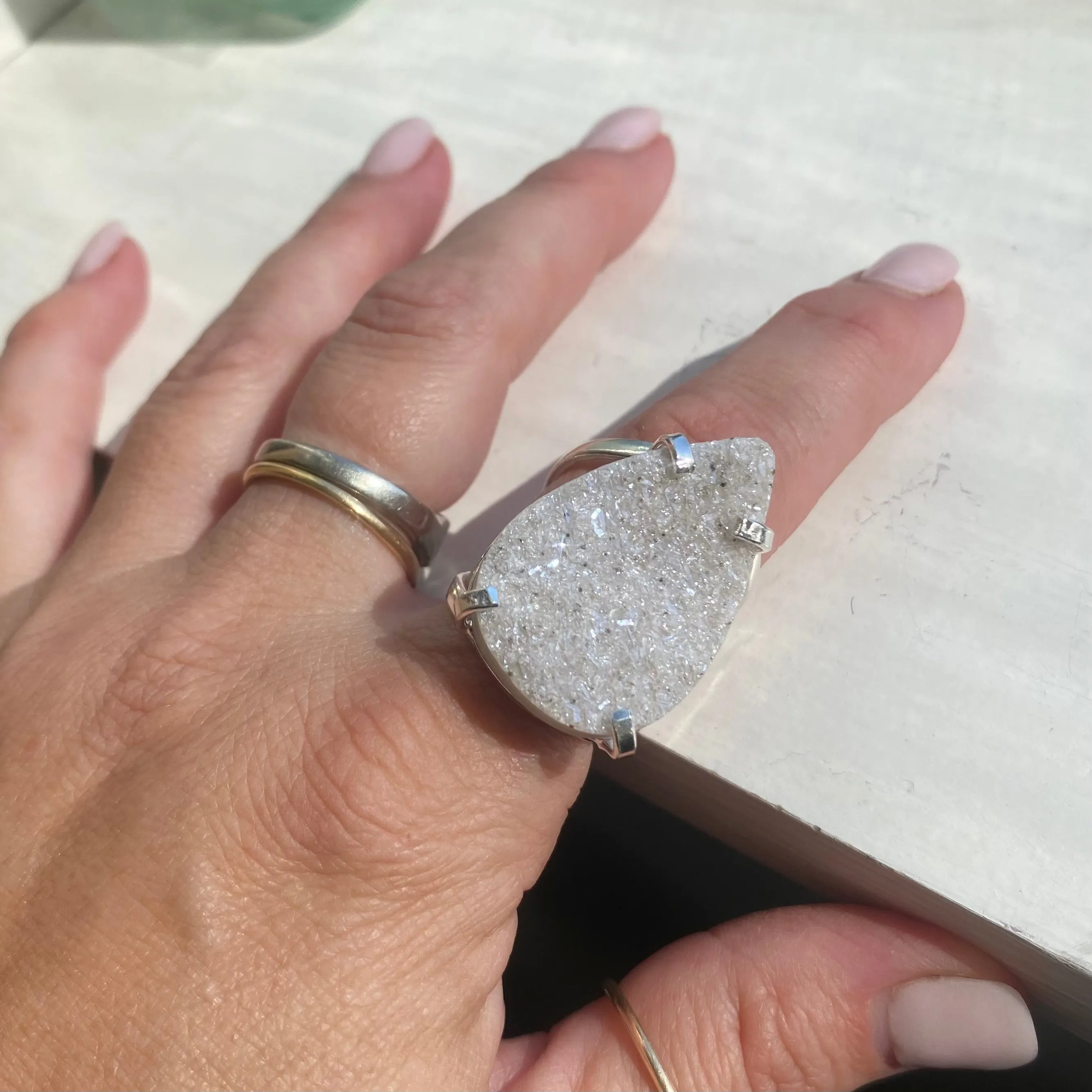 Druzy Teardrop Ring #44