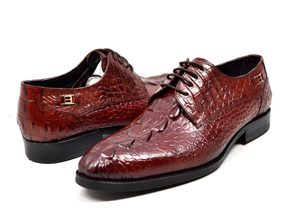 Elegance Black Croc Leather Dress Shoes - Stylish & Comfortable