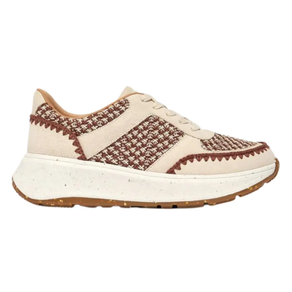 FitFlop Women's F-Mode e-1 Crochet/Suede Flatform Sneakers Brown