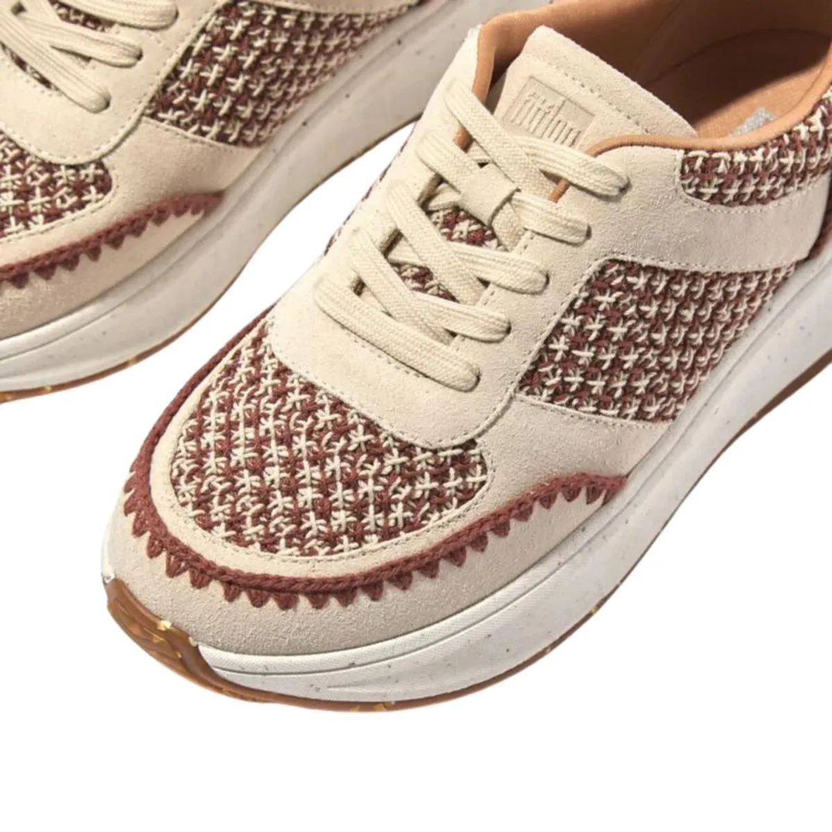 FitFlop Women's F-Mode e-1 Crochet/Suede Flatform Sneakers Brown