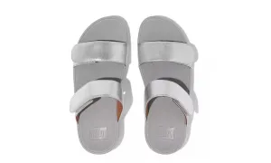 FitFlop Womens Lulu Adjustable Leather Slides Silver