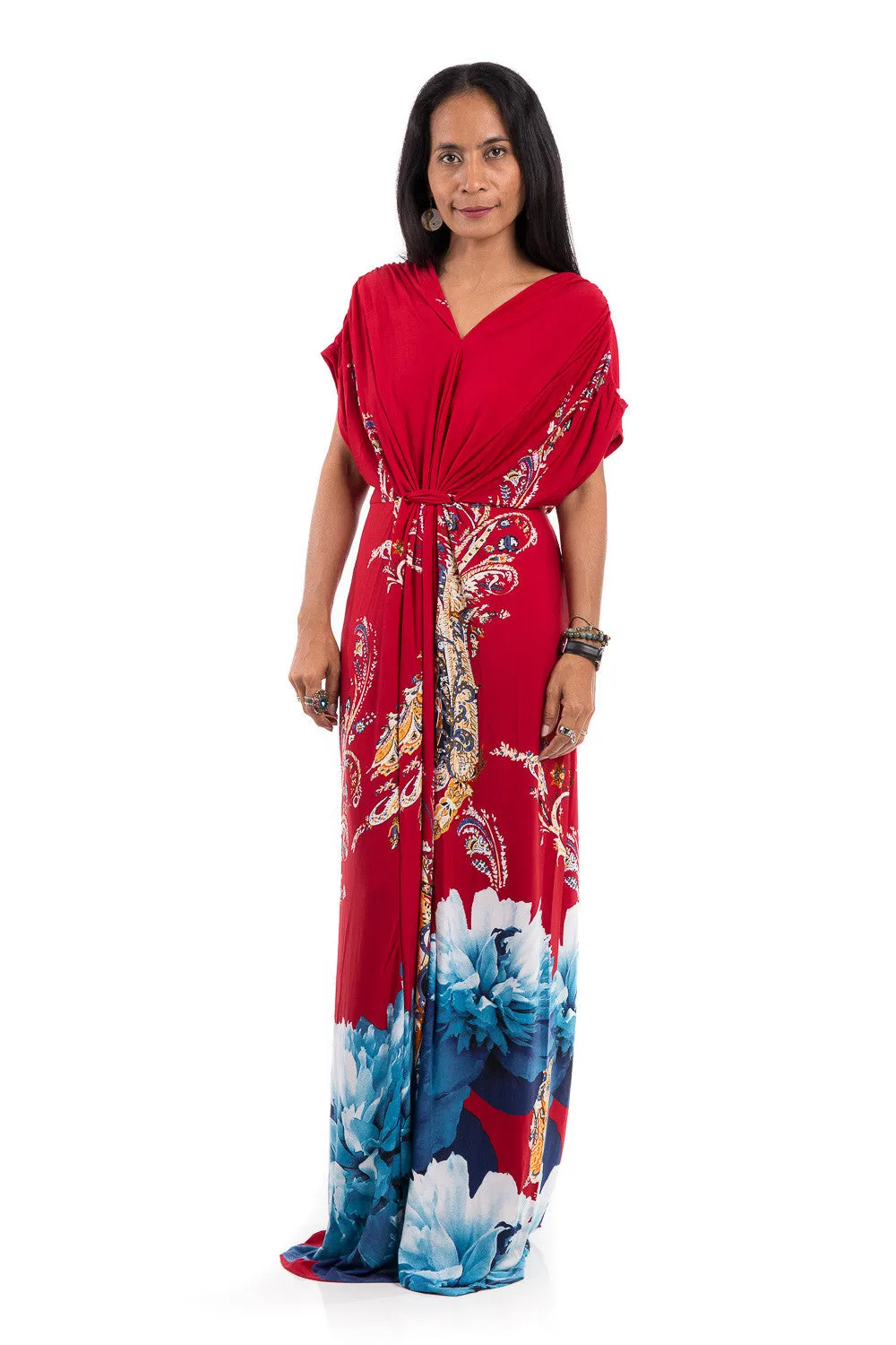 Floral dress - Red maxi dress with flower print