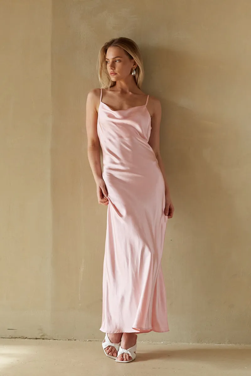 Giselle Satin Cowl Neck Maxi Dress