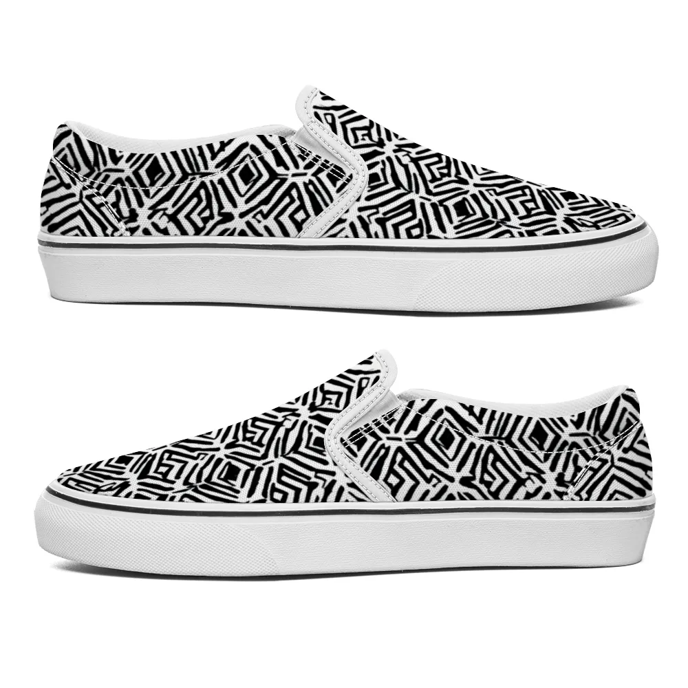 Hex Pattern Collection - Unisex Slip-On Canvas Sneakers