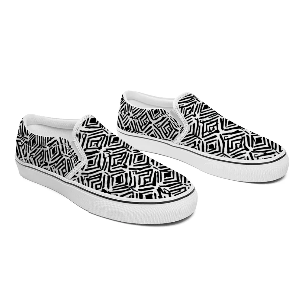 Hex Pattern Collection - Unisex Slip-On Canvas Sneakers