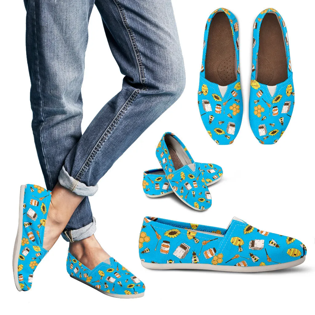 HONEY BEE BLUE PATTERN CASUAL SHOES - FREE SHIPPING WORLDWIDE