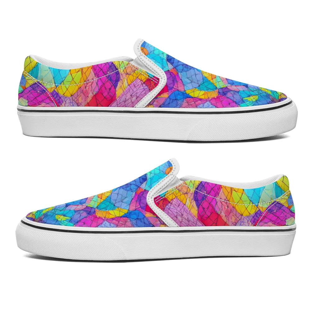 Lattice Pattern Collection - Unisex Slip-On Canvas Sneakers