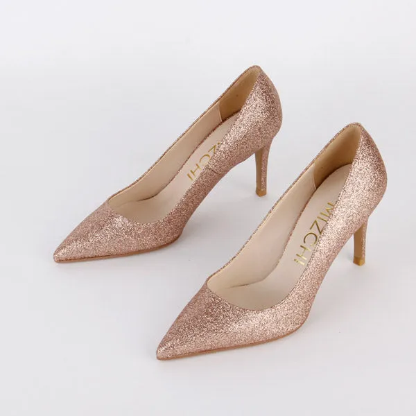 *LONDON HEEL - peach glitter, 8cm size UK 2.5