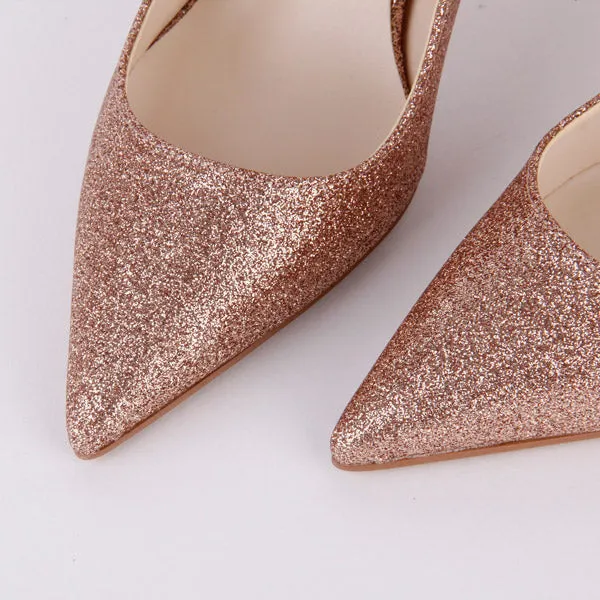 *LONDON HEEL - peach glitter, 8cm size UK 2.5